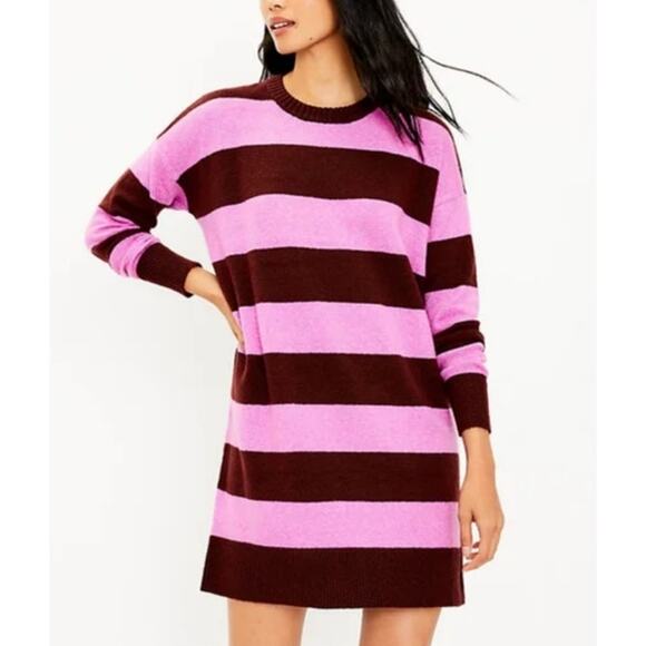 LOFT Dresses & Skirts - NWT Loft Chunky Striped Oversized Cotton Blend Sweater Dress Size Medium